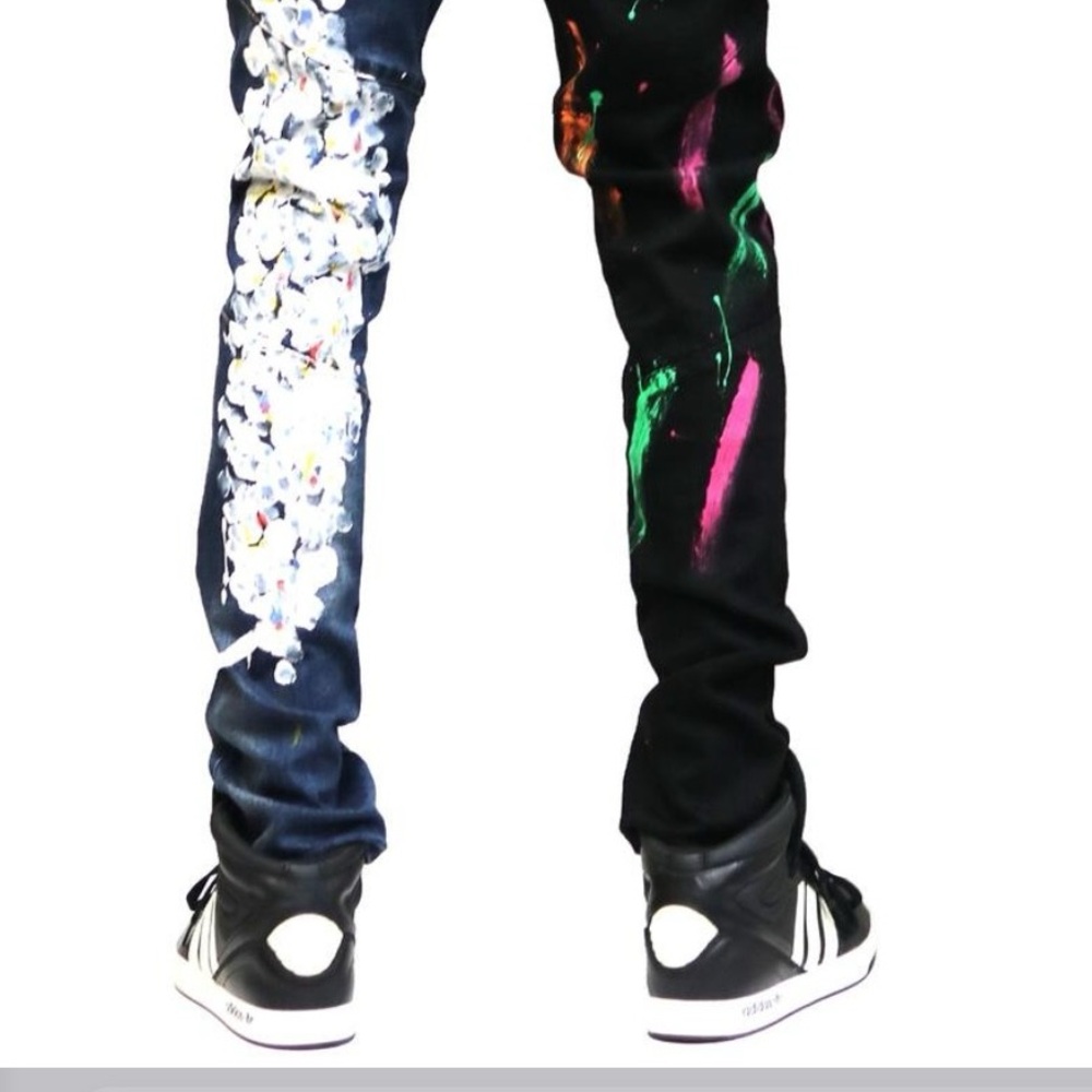 Multicolor Paint-Splatter Jeans - Picture 4 of 5